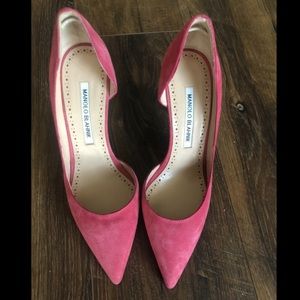 Auth Manolo Blahnik Bb rose pink suede pumps sz 6